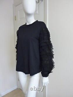 Brunello Cucinelli Tiered Ruffle Long Sleeve Top SizeM NWT