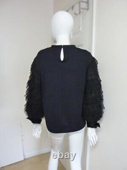 Brunello Cucinelli Tiered Ruffle Long Sleeve Top SizeM NWT