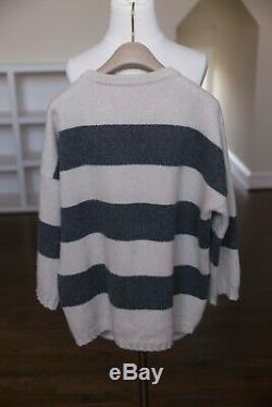 Brunello Cucinelli knit sweater top with monili pocket striped long sleeve L
