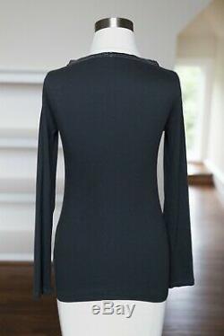 Brunello Cucinelli long sleeve grey top with monili detail size S