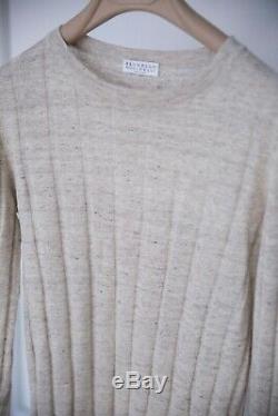 Brunello Cucinelli metallic sweater top linen long sleeve size S