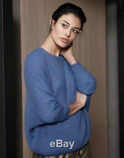 Brunello Cucinelli sweater top blue knit long sleeve size S