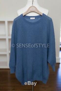 Brunello Cucinelli sweater top blue knit long sleeve size S
