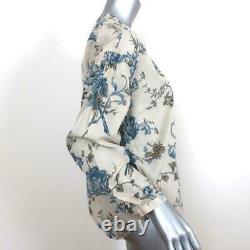 Bsbee Shirt Beige/Blue Floral Print Cotton Size Medium Long Sleeve Top NEW