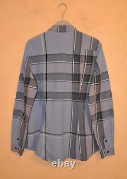 Burberry Brit Women's Blue Nova Check Cotton Slim Button Shirt Top Size M Medium