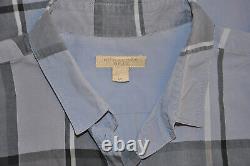Burberry Brit Women's Blue Nova Check Cotton Slim Button Shirt Top Size M Medium