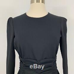 Burberry London Black Peplum Top Size Medium Long Sleeves Bold Shoulders
