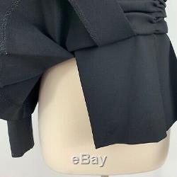Burberry London Black Peplum Top Size Medium Long Sleeves Bold Shoulders