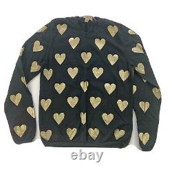 Burberry Sweater Metallic Gold Heart Black Long Sleeve Top Women's Size Medium