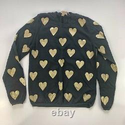 Burberry Sweater Metallic Gold Heart Black Long Sleeve Top Women's Size Medium