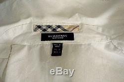 Burberry Women's Button Down Top 8 White Beaded Cotton Long Sleeves Blouse1008
