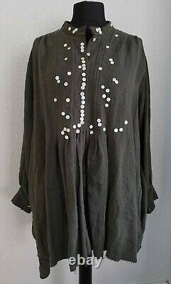 By Walid Ladies XL Olive Green Oversized Tunic Top Size XL