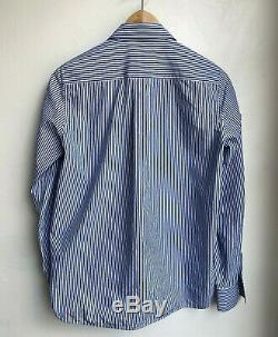 CELINE Blue White Stripe Print Cotton Long Sleeve ButtonUp Blouse Top Shirt 40/2
