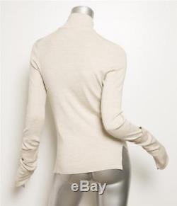 CELINE Womens Beige Heather Turtleneck Long Sleeve Silk Sweater Top S NEW
