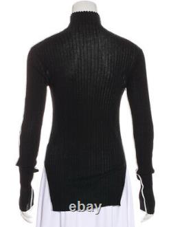 CELINE knit long sleeve top cotton black white contrast mock neck old phoebe XS