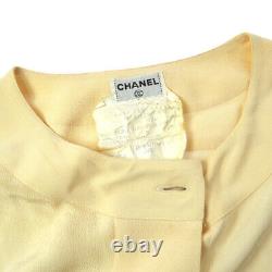CHANEL 00761 #40 CC Logos Front opening Long Sleeve Tops Shirt Ivory AK33233e
