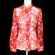 Chanel 01s #36 Floral Front Opening Long Sleeve Tops Shirt Red Silk Ak41347