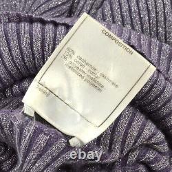 CHANEL 05A #40 Turtleneck Long Sleeves Knit Tops Purple Italy Authentic 00820