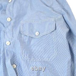 CHANEL 05C #38 CC Long Sleeve Tops Blouse Shirt Light Blue Authentic 01738
