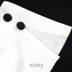 CHANEL 07P #34 CC Logos Button Long Sleeve Knit Tops Black White AK46206