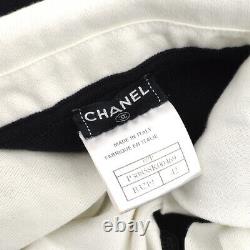 CHANEL 07P #42 CC Logos Bow Charm Long Sleeve Knit Tops Black Authentic AK40133
