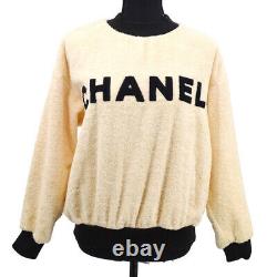 CHANEL 28 #36 Round Neck CC Logos Long Sleeve Tops Ivory Black Authentic 39902