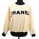 Chanel 28 #36 Round Neck Cc Logos Long Sleeve Tops Ivory Black Authentic 39902