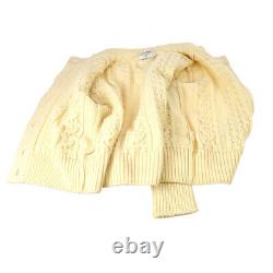 CHANEL 30794 #38 Imitation Pearl Long Sleeves Knit Tops Cardigan Ivory NR14919