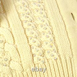 CHANEL 30794 #38 Imitation Pearl Long Sleeves Knit Tops Cardigan Ivory NR14919