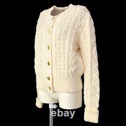 CHANEL 30794 #40 Imitation Pearl Long Sleeves Knit Tops Cardigan Ivory AK38023c