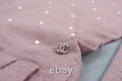 CHANEL $3450 Pearl Pink Mohair Cashmere Knit Pearl Sweater Top Dress 34
