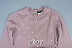 CHANEL $3450 Pearl Pink Mohair Cashmere Knit Pearl Sweater Top Dress 34