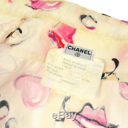 CHANEL #36 Lips Front Opening Long Sleeve Tops Shirt White Pink JT08963b