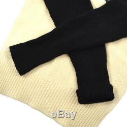 CHANEL 95A #38 CC Bow Charm Long Sleeve Knit Tops Black Ivory NR12992b