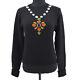 Chanel 95a #40 Round Neck Cc Logos Long Sleeve Knit Tops Black Cashmere 91460