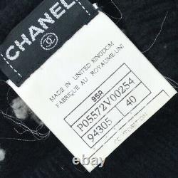 CHANEL 95A #40 Round Neck CC Logos Long Sleeve Knit Tops Black Cashmere 91460