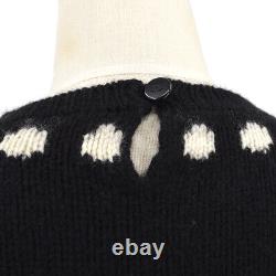 CHANEL 95A #44 Round Neck CC Logos Long Sleeve Knit Tops Black Cashmere AK17172e
