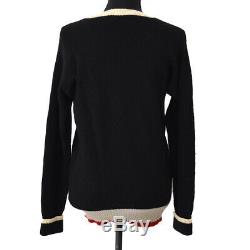 CHANEL 96A #48 Round Neck CC Logos Long Sleeve Knit Tops Black Cashmere GS02291e