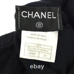CHANEL 98A #38 Turtleneck Long Sleeves Knit Tops Black Italy Authentic 01039