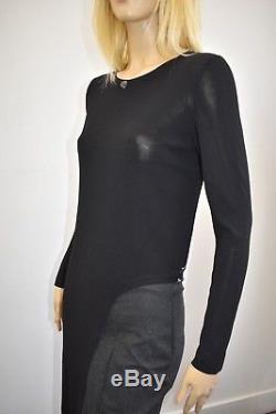 CHANEL Black Viscose Long Classic Fancy Long Sleeve Top Size 40/6 On Sale sy