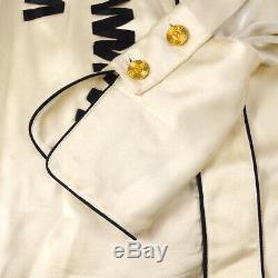 CHANEL CC Button Long Sleeve Tops Blouse Shirt Beige Black Authentic A46562d