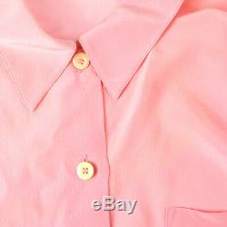 CHANEL CC Button Long Sleeve Tops Blouse Shirt Pink Authentic AK43279
