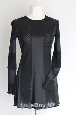 CHANEL Catwalk 03A Black Satin & Knit Long Sleeve Dress/Long Top Size F38 UK 10