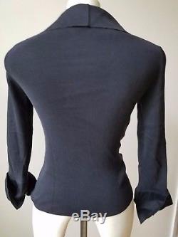 CHANEL Cotton Knits Polo Shirt Top With Bow Black Long Sleeve Size 40