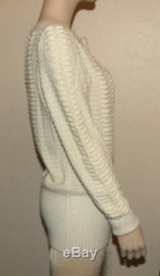 CHANEL Ivory Cashmere Blend CC Long Sleeve Sweater Top 36 Med/Lg EXCELLENT