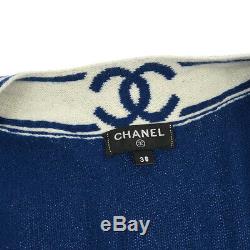 CHANEL P60732K46366 #38 Long Sleeve Knitted Cardigan Tops Blue Authentic Y03953