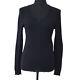 Chanel Round Neck Cc Logos Long Sleeve Knit Tops Black Cashmere Silk 02357