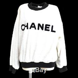 CHANEL Round Neck CC Long Sleeve Tops Sweatshirt White Black Authentic NR14221