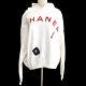 Chanel Round Neck Hooded Long Sleeve Tops Sweatshirt White Red Authentic Y04448
