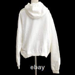 CHANEL Round Neck Hooded Long Sleeve Tops Sweatshirt White Red Authentic Y04448
